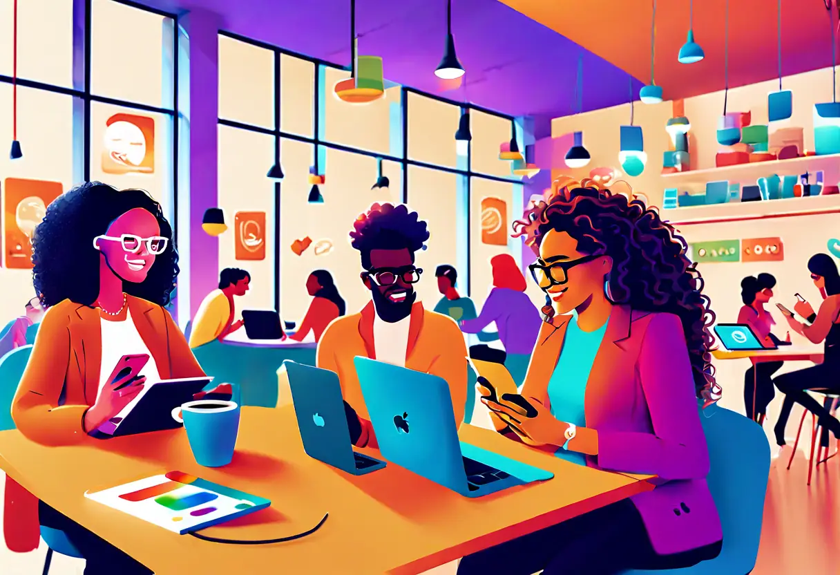 A diverse group of people using various devices, highlighting multi-language support.